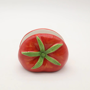 Porte-serviettes en céramique créatif en forme de tomate, support vertical pour serviettes en papier rouge en forme de légume pour <span class=keywords><strong>table</strong></span> à manger, 5x4 pouces - Product Image 1