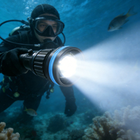 XTAR D40 Zoom 1600LM Senter Selam Profesional 100m Tahan Air Sinar Dapat Disesuaikan 4 ° -77 °   Senter USB-C 21700