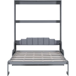 <span class=keywords><strong>Lit</strong></span> <span class=keywords><strong>mural</strong></span> en tissu gris avec canapé et coussin, espace de rangement, <span class=keywords><strong>2</strong></span> <span class=keywords><strong>places</strong></span> - Product Image 4