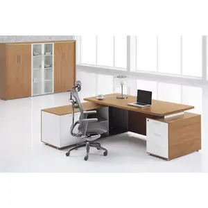 Luxo moderno de madeira escritório mesa workstation mesa projetos chefe alta tecnologia executivo CEO escritório móveis com estante