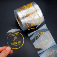 Rollo de Etiquetas Adhesivas Transparentes de Vinilo PVC para Productos, Redondas y Personalizadas, a Prueba de Agua para Envases, Botellas y Frascos