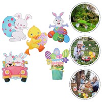 Tableau creux de jardin personnalisé Topiaire de Pâques Décor de lapin de Pâques Signe de jardin en plastique de Pâques Décoration de scène Ornement Emblèmes Signes