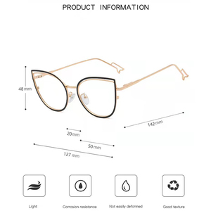 <span class=keywords><strong>Marco</strong></span> óptico de gafas bloquean la luz azul gato Ojo de Metal marcos río óptico anteojos ópticos 2021 - Product Image 3