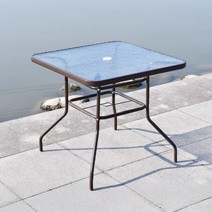 Hot Selling Outdoor Patio Diameter 80cm Iron Plate Tempered Water Wave Glass Ripple Pattern Square Garden <b>Table</b> - Product Image 3