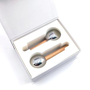 लकड़ी का हैंडल स्टेनलेस स्टील बर्फ लहर गेंद गर्म और ठंडा कंप्रेस मालिश घर और सौंदर्य सैलून के लिए - Product Image 3