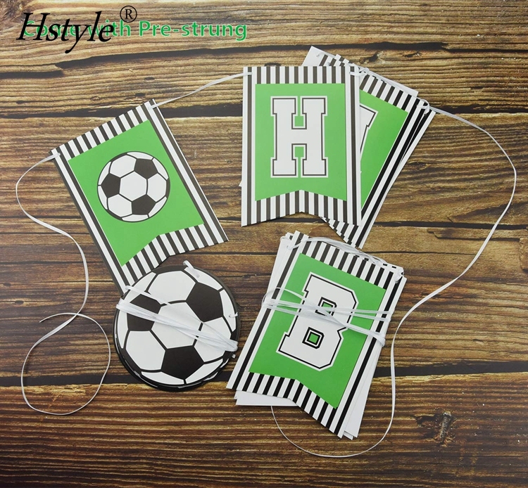 Soccer Birthday Banner – Happy Bday Bunting Sign With Soccer Balls, Party Decoration