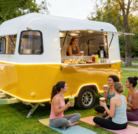 Nouvelle remorque alimentaire mobile entièrement équipée en acier inoxydable avec service de crème glacée, pizza, snacks, hot-dogs, café, restauration rapide, personnalisable