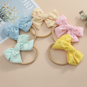 Diadema con lazo de encaje para bebé, diadema elástica de nailon súper suave para bebé, accesorios para el cabello ligeros que no dejan marcas - Product Image 2