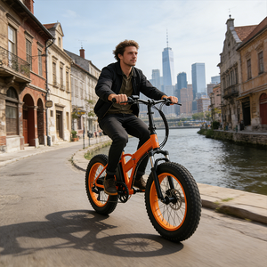 Vélo Électrique Pliable Orange Tendance à Pneus Larges 36V, Cadre en Alliage d'Aluminium Haute Esthétique, Vélo de Commutation Étanche pour le Quotidien - Product Image 1