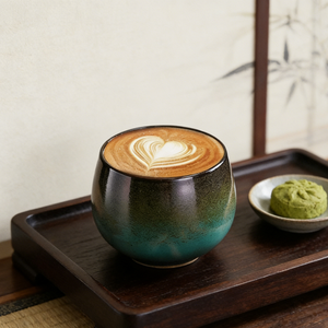 Tasse à café en céramique rustique émaillée verte faite à la main - Tasse à thé <span class=keywords><strong>artisanale</strong></span> pour latte, matcha, expresso - Vaisselle unique pour la maison et le café - Product Image 5