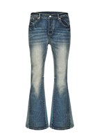 Jean slim déchiré et délavé bleu style punk rétro AM à taille mi-haute pour homme – Tendance automne