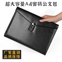 Porte-documents verrouillable avec serrure à combinaison, format A4, sac à documents multifonctionnel de haute qualité, porte-documents professionnel en cuir, porte-fichiers avec logo