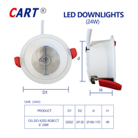 Plafonnier LED encastré intelligent à intensité variable, ultra-lumineux, 24w, contrôle par application mobile TUYA, ZigBee//Wifi, avec spot