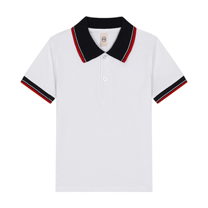 T-shirt blanc pour enfants, polo à manches courtes en pur coton, garçons et filles, col à revers, haut blanc à manches courtes, vêtements polyvalents pour enfants - Product Image 6