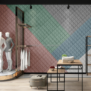 Panneau d'autocollants muraux en velours 3D à <span class=keywords><strong>larges</strong></span> <span class=keywords><strong>rayures</strong></span> en similicuir PVC 35*35cm <span class=keywords><strong>Papier</strong></span> <span class=keywords><strong>peint</strong></span> pelable brun clair à motif diamanté - Product Image 3