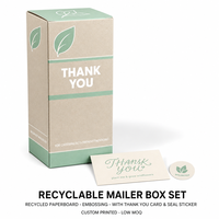 Ensemble de boîtes d'expédition recyclables personnalisées avec carte de remerciement et sceau, faible MOQ, kit d'expédition écologique, impression numérique pour les marques