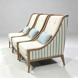 Modern Wooden <b>Restaurant</b> Chairs with Fabric Upholstery and Cushioning for Dining Areas - Product Image 3