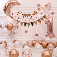 Perlengkapan Dekorasi Ulang Tahun Anak Balon Kartun Kit Balon Lateks Spanduk Selamat Ulang Tahun Set Foil Awan Pita Latar Belakang Foto Baby Shower
