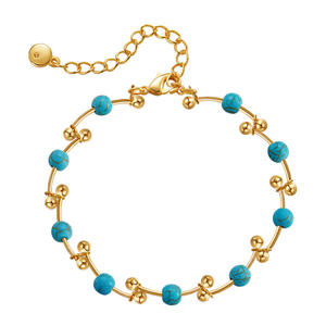 Bracciale in ottone con perline di perle alla moda braccialetto a catena da donna elegante da giorno e da regalo per gioielli da festa - Product Image 5