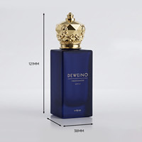 Flacon de parfum vide carré en verre à prix d'usine, flacons de parfum vaporisateurs bleus 30ML 50ML 100ML, flacon de parfum vide avec boîte