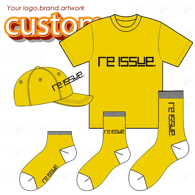 Custom Design Promotional Gifts Luxury Personalized Business Gift For Women Men Logo Socks Colored Baseball Cap Custom T Shirt