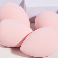 Lot de 4 éponges de maquillage douces en forme d'œuf, lavables, pour application de poudre, utilisation double (sèche et humide)