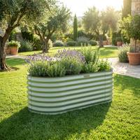 Jardinière surélevée en métal pour l'extérieur, ovale, en acier ondulé, pour la culture de légumes, d'herbes et de fleurs
