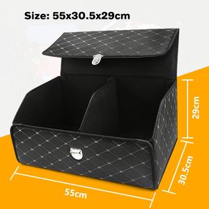 Pu Leather Small <b>Large</b> Capacity Auto Foldable Box <b>Storage</b> Boot Car Organizer for <b>Trunk</b> With Shackle Handle Custom Logo - Product Image 2