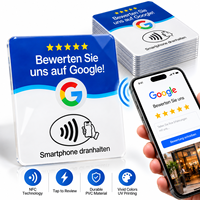 Support de table en acrylique NFC personnalisé pour avis Google en allemand, affichage sans contact par QR Code pour salons de coiffure