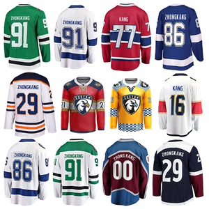 Jersey Hoki Es Pria 100% Poliester, Lengan Panjang, Model Tapered Fit dengan Jahitan Flatlock, Desain Kaos Tim Kustom OEM - Product Image 1