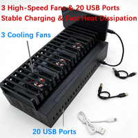 Chassis Phone Farm JYWD dengan 20 Port USB Hitam, Sinkronisasi Batch dan Manajemen Terpadu Hub Ponsel