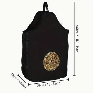 Bolsa de heno para caballos, de tela Oxford negra, para alimentación lenta, para uso en establos. - Product Image 2