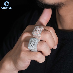Anillo de Plata de Ley 925 con Moissanita VVS y Diamantes Multicorte, Estilo Hip Hop, Completamente Pavimentado, para Fiesta, Unisex - Product Image 5