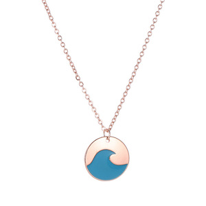 Collier pendentif vague bleue de dessin animé en alliage de zinc avec pierre en résine et sertissage clos en pierre synthétique, pour femme, à porter au quotidien - Product Image 5