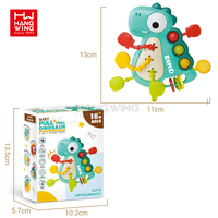 Jouet hochet dinosaure pour bébé, dessin animé éducatif, entraînement à la préhension, jeu de puzzle à tirer, en plastique ABS et silicone souple, unisexe