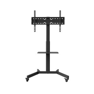 Verstellbarer TV-Ständer aus Stahl mit Rollen für Büro, Hotel oder Einzelhandel - Mobiler Wagen mit Drehhalterung für 65-Zoll LCD/LED-Fernseher - Product Image 1