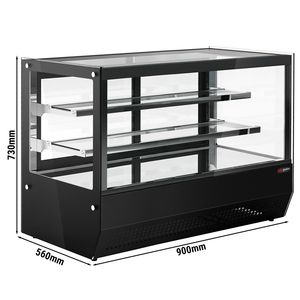 Vitrine réfrigérée de comptoir GGM Gastro - 160 litres - 900 mm - avec 2 étagères en verre - Rectangulaire - Noir - Product Image 2