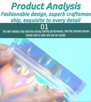 7.5*10cm 14*20cm sac Laser perforé auto-scellant Laser, étui de téléphone de bijoux, sac holographique en plastique