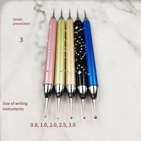 SunelPort – Kit de stylos à points pour nail art de haute qualité, 5 pièces, tiges en acier métallique, perles incrustées de diamants, ensemble de pinceaux double embout, personnalisable