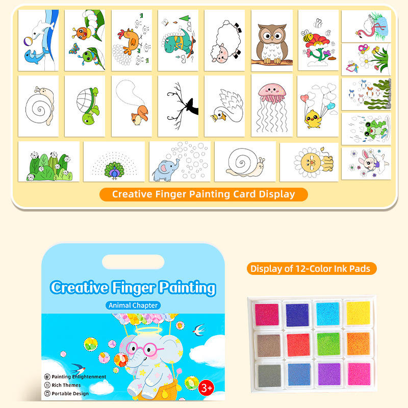 Peinture au doigt DIY - Édition Animaux - Palette d'impression 12 couleurs