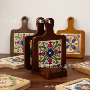 Sous-verre rectangulaire en bois d'acacia massif, support créatif pour pot, vente en gros usine - Product Image 4