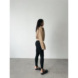 Blouson en cuir beige avec col en fourrure de mouton, logo personnalisé, blazer en satin pour femmes, saison automne, taille XL - Product Image 3