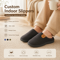 Chaussures d'intérieur personnalisées en mousse à mémoire de forme, chaudes et douillettes, pour l'automne et l'hiver, imperméables, à la mode, avec semelle extérieure en TPR antidérapante et recyclable, vente en gros
