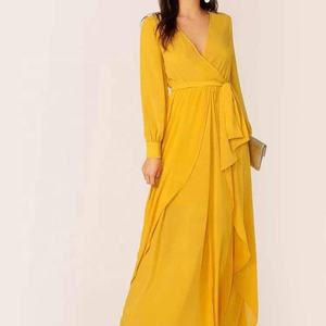 Vestido <span class=keywords><strong>Maxi</strong></span> de Gasa con Volantes Personalizado de Moda para Mujer, Vestidos Elegantes Casuales de Verano para Mujer - Product Image 2