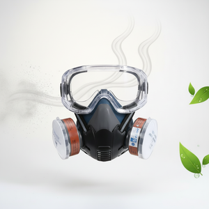 Respirador <span class=keywords><strong>de</strong></span> Media Cara Reutilizable <span class=keywords><strong>con</strong></span> Doble Cartucho, Filtro <span class=keywords><strong>de</strong></span> Carbón Activado Kn95, Protección <span class=keywords><strong>de</strong></span> Seguridad para Soldadura Industrial y Pintura - Product Image 1