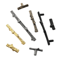 Poignées de tiroir et de porte de cuisine en alliage de zinc, style nordique moderne européen, en forme de tronc d'arbre, multicolores, vente directe usine