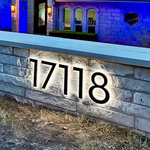 Números de Casa Iluminados Modernos, Números de Casa Personalizados con Retroiluminación LED, Números de Casa <span class=keywords><strong>Luminosos</strong></span> de Acero Inoxidable - Product Image 1