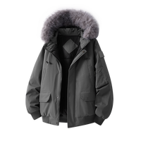 Veste à capuche pour homme personnalisable avec logo, col en fourrure, fermeture éclair et boutons, décontractée, confortable, chaude, coupe-vent et imperméable pour l'extérieur