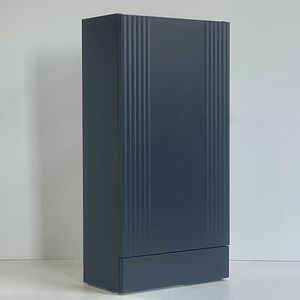 Meuble-lavabo PTB moderne demi-corrugué 390 à porte simple, à poser au sol, <span class=keywords><strong>gris</strong></span> noir forgé, pour salle de bain - Product Image 5