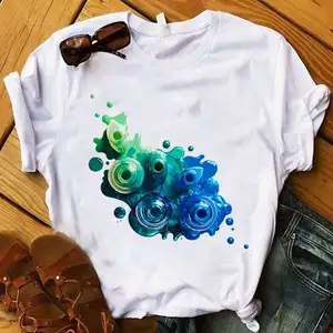 Series Women Shirt White T Shirt Tops T Shirt Women Creative 3D Nail Polish Printed Clothes